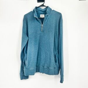 Pact Men’s Teal Blue Quarterzip‎ Pullover 95% Organic Cotton Size Large Casual